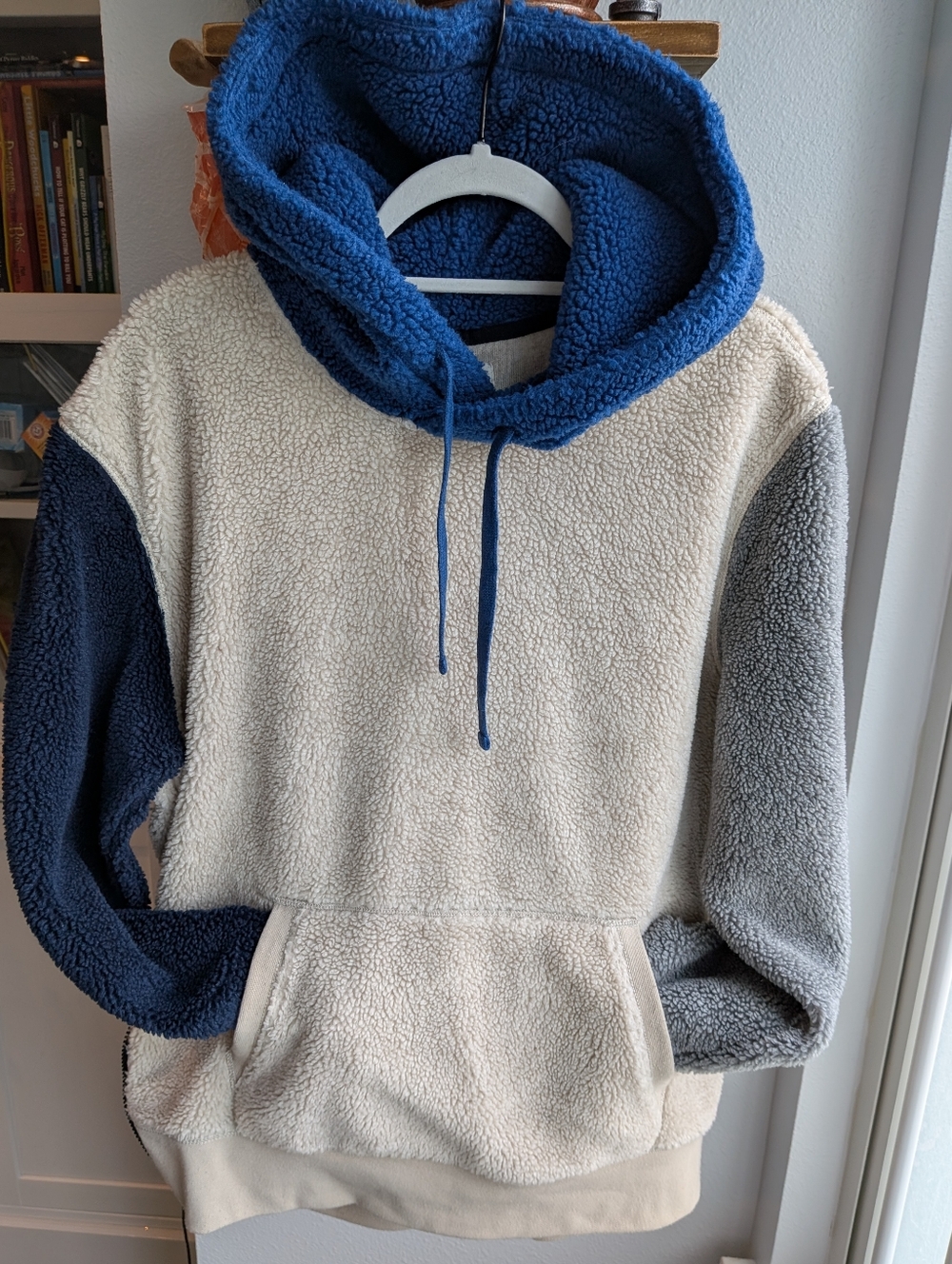 American Eagle Sherpa Fleece Hoodie Colorblock Oversized Gorpcore Pullover